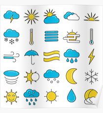 Weather Symbols Icons Set Poster