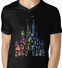 Das glücklichste Schloss der Welt (Regenbogenexplosion) T-Shirt mit V-Ausschnitt
