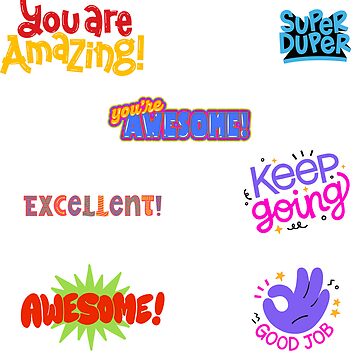 Encouraging Stickers multi pack, 7 Stickers, Reward stickers, Good Job,  Teacher Stickers Sticker for Sale by GACrafting