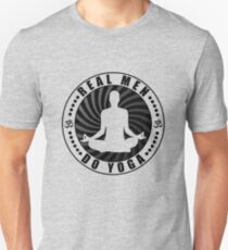 Real Men Do Yoga T-Shirt Design. Slim Fit T-Shirt