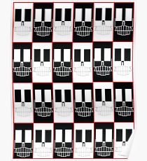 Red Rectangle Skull Poster