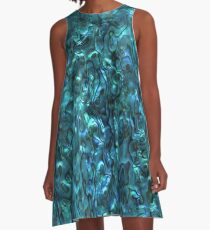 Abalone Shell | Paua Shell | Cyan Blue Tint A-Line Dress