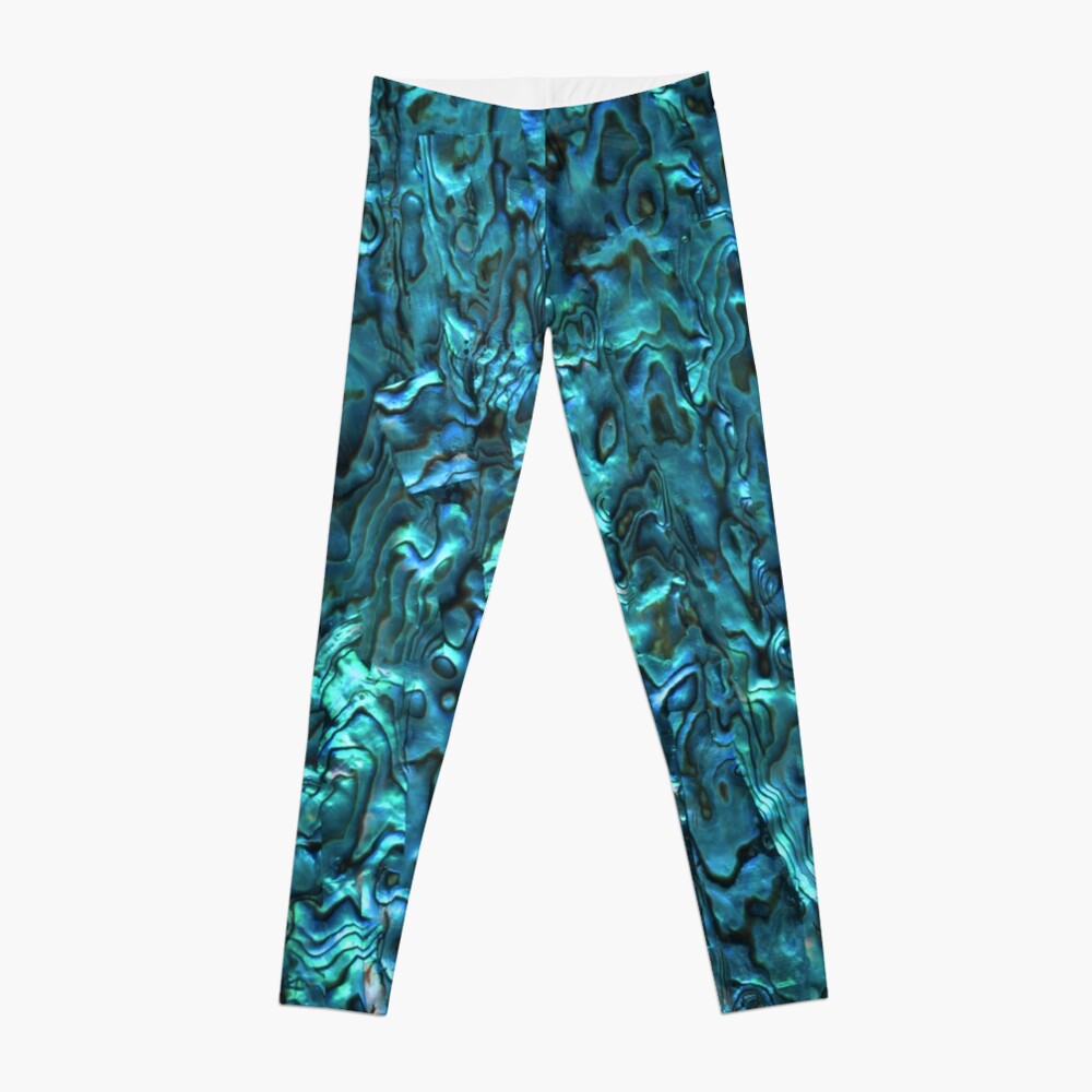 Abalone Shell | Paua Shell | Seashell Patterns | Sea Shells | Cyan Blue Tint | Leggings