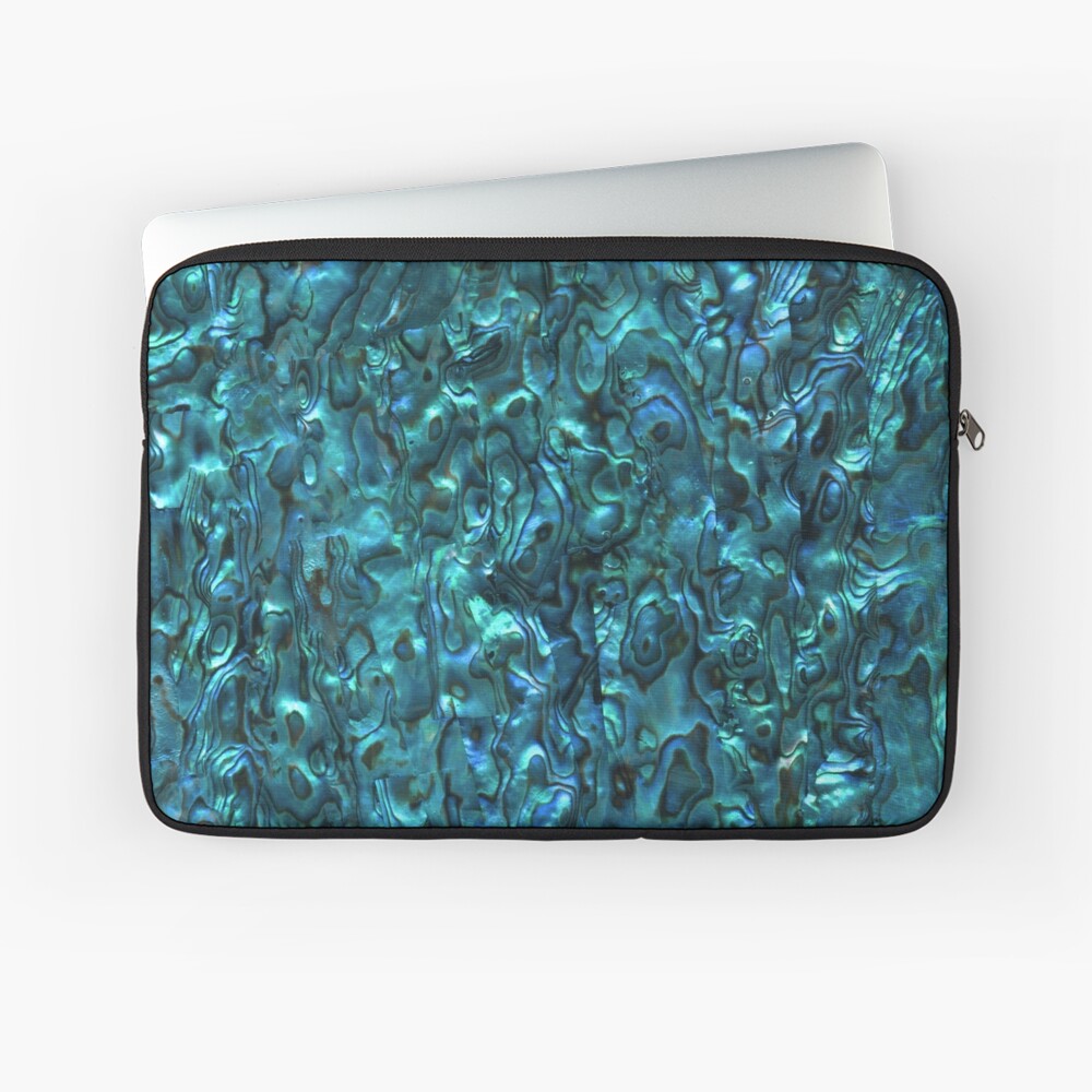 Abalone Shell | Paua Shell | Seashell Patterns | Sea Shells | Cyan Blue Tint | Laptop Sleeve