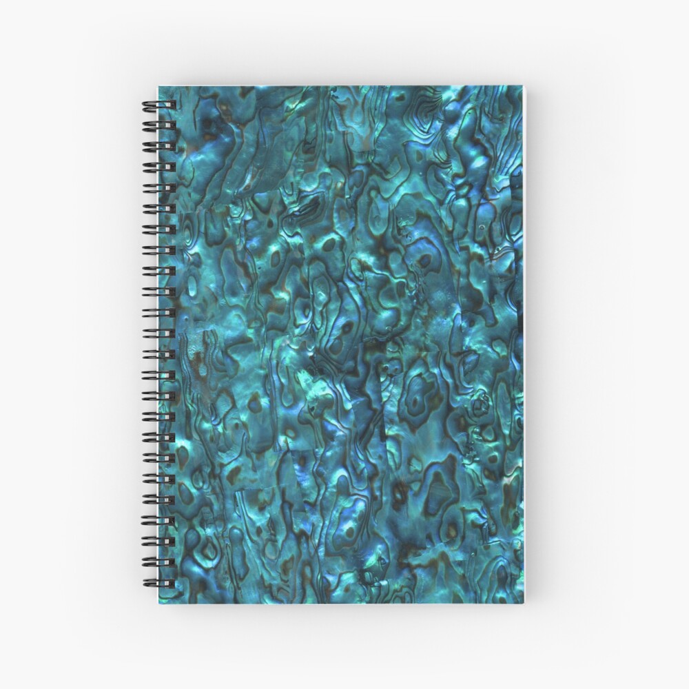 Abalone Shell | Paua Shell | Seashell Patterns | Sea Shells | Cyan Blue Tint | Spiral Notebook