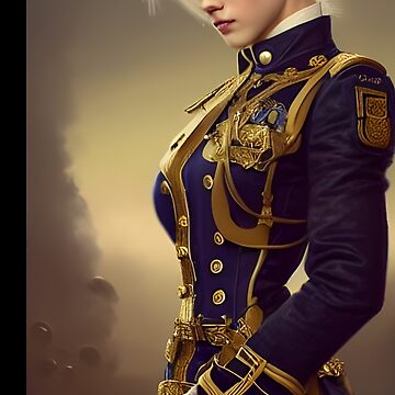 Wounded blonde steampunk Officer in Military Uniform Poster for