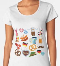 Set of cute Oktoberfest Dirndl Lederhosen dress food beverage Women's Premium T-Shirt