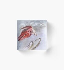 Longtails Red Betta Fish Acrylic Block