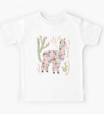 Cute Alpaca Pretty Colorful Dots Circles Bubbles Cactus Desert Graphic Design Kids Tee