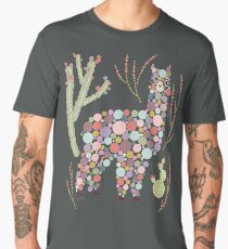 Cute Alpaca Pretty Colorful Dots Circles Bubbles Cactus Desert Graphic Design Men's Premium T-Shirt