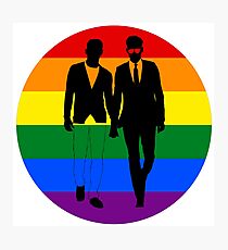 Two guys holding hands rainbow - from Bent Sentiments Photographic Print