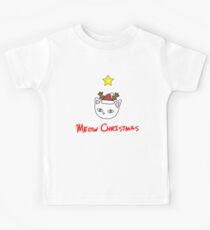 Meow Christmas cute reindeer Kids Tee