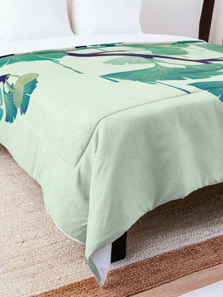 Alternate view of O Ginkgo (in Green) Comforter