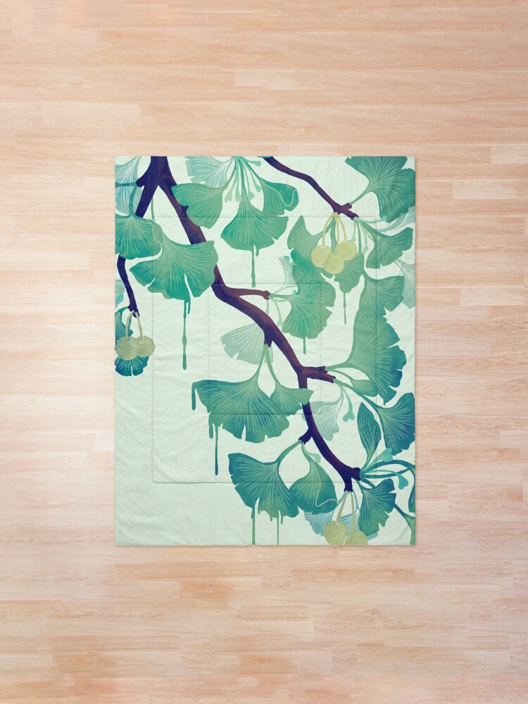 Alternate view of O Ginkgo (in Green) Comforter