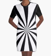 Schwarz-Weiß-Sternexplosion | Duvet Tagesdecke und Kissen T-Shirt Kleid