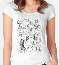 Raum Hunde Tailliertes Rundhals-Shirt