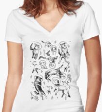 Space dogs Women's Fitted V-Neck T-Shirt