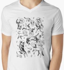 Raum Hunde T-Shirt mit V-Ausschnitt