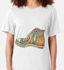 colored pattern gym shoes Slim Fit T-Shirt