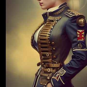 Beautiful blonde steampunk Officer in Military Uniform | Art Board Print