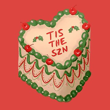 Tis The Season - vintage iced heart shaped Christmas cake