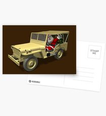 Santa Claus In Willys Jeep Postcards