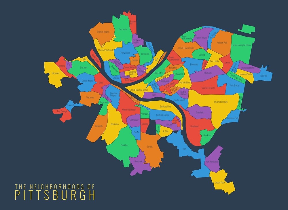 "Map of Pittsburgh Neighborhoods" by linesandcolors | Redbubble