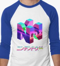Camiseta ¾ bicolor para hombre Nintendo 64 Vaporwave