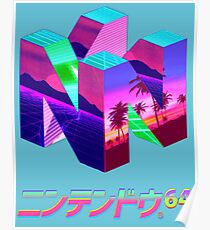 Póster Nintendo 64 Vaporwave