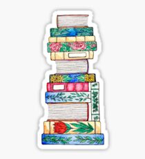 Pegatina Pila de libro floral otoñal