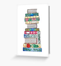 Autumnal Floral Book Stack Greeting Card