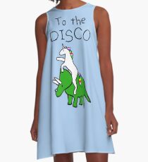 To The Disco (Unicorn Riding Triceratops) A-Line Dress