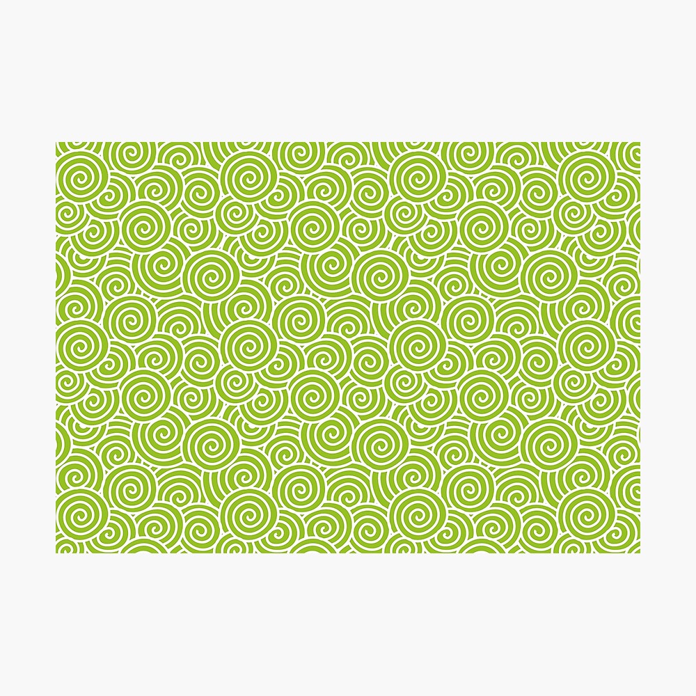 Chinese Spiral Pattern | Swirls | Lime Green and White | Photographic Print