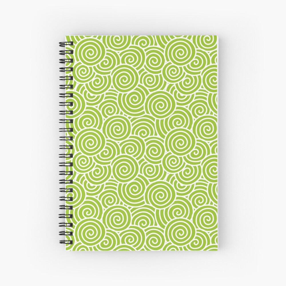 Chinese Spiral Pattern | Swirls | Lime Green and White | Spiral Notebook
