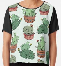 Cactus Cats Chiffon Top