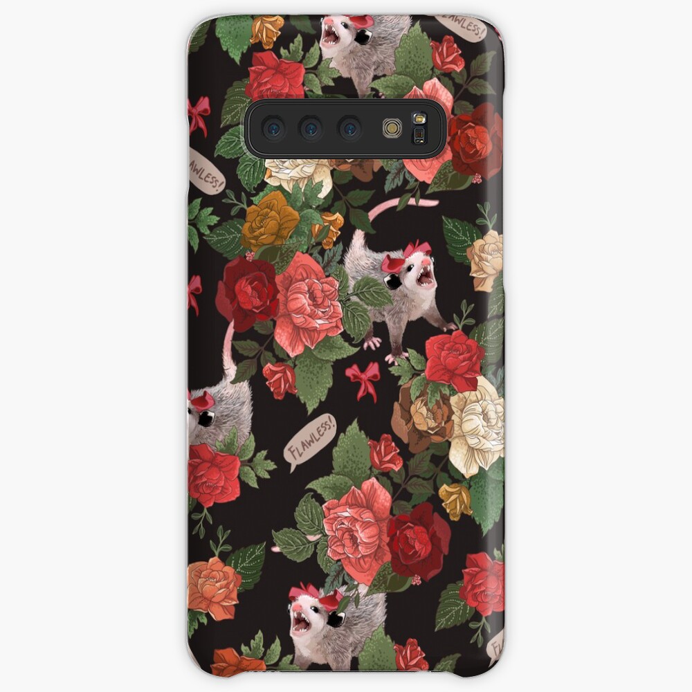 Opossum Floral Pattern (with text) Case & Skin for Samsung Galaxy