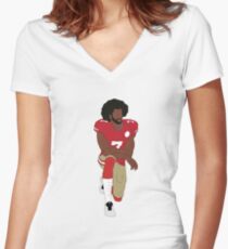 Colin Kaepernick Kneeling Women's Fitted V-Neck T-Shirt