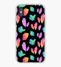 Aquarellkristalle // Schwarz iPhone-Hülle & Cover