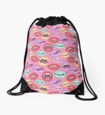 Pop art style vampire lips Drawstring Bag