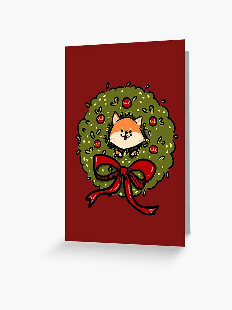 Christmas Bush Shiba Inu Greeting Card