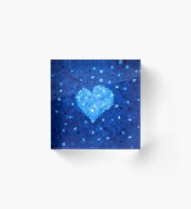 Winter Blue Crystallized Abstract Heart Acrylic Block