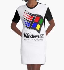 WINDOWS 95 (white/no clouds) Graphic T-Shirt Dress