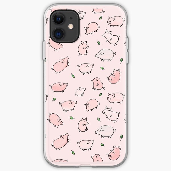 Pink Pigs with Green Acorns iPhone Soft Case
