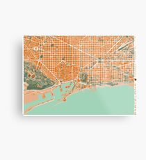 Barcelona city map mediterránea Metal Print
