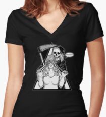 Guess Who # Devil # Creepy #Love with Devil # Death Women's Fitted V-Neck T-Shirt