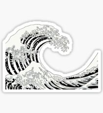 Black and White Great Wave Sticker