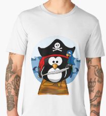 Pirate Penguin at Sea Men's Premium T-Shirt