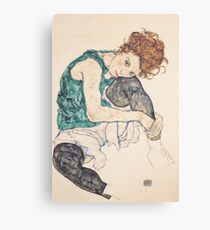 Seated woman with bent knee 1917 Egon Schiele Canvas Print