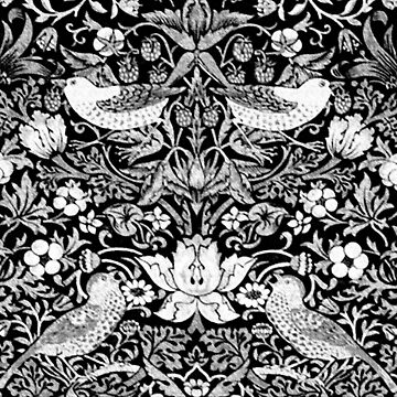 Art Nouveau Bird & Flower Tapestry, Black & White Graphic T-Shirt