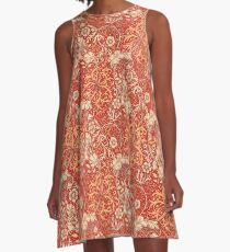 Kunst Nouveau Meerespflanze mit Blumen, korallenrote Orange A-Linien Kleid